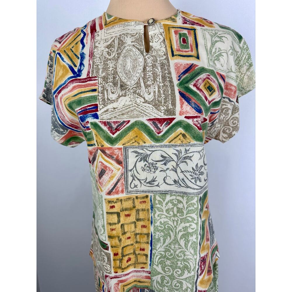 Vintage BonWorth Size Small Cotton Grecian Patchwork Skirt Set Safari Coastal - Picture 2 of 13